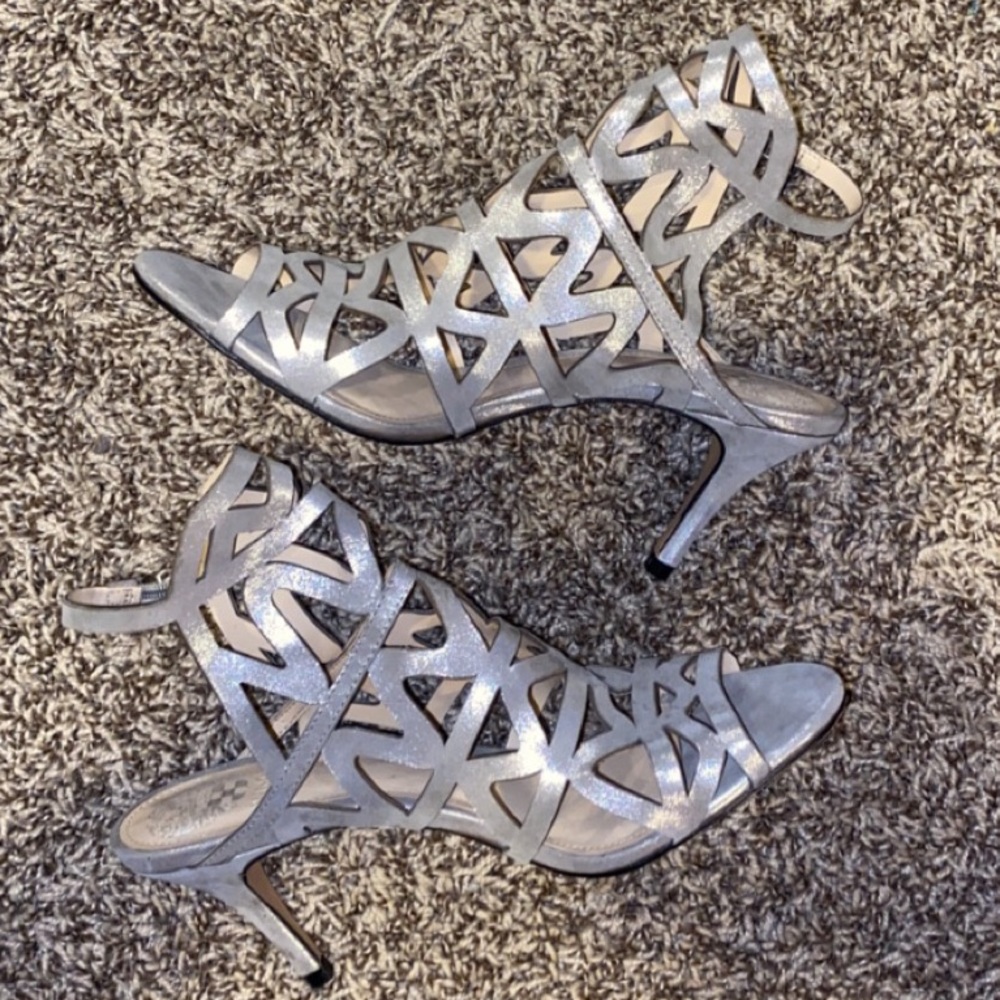 Sparkly silver heels